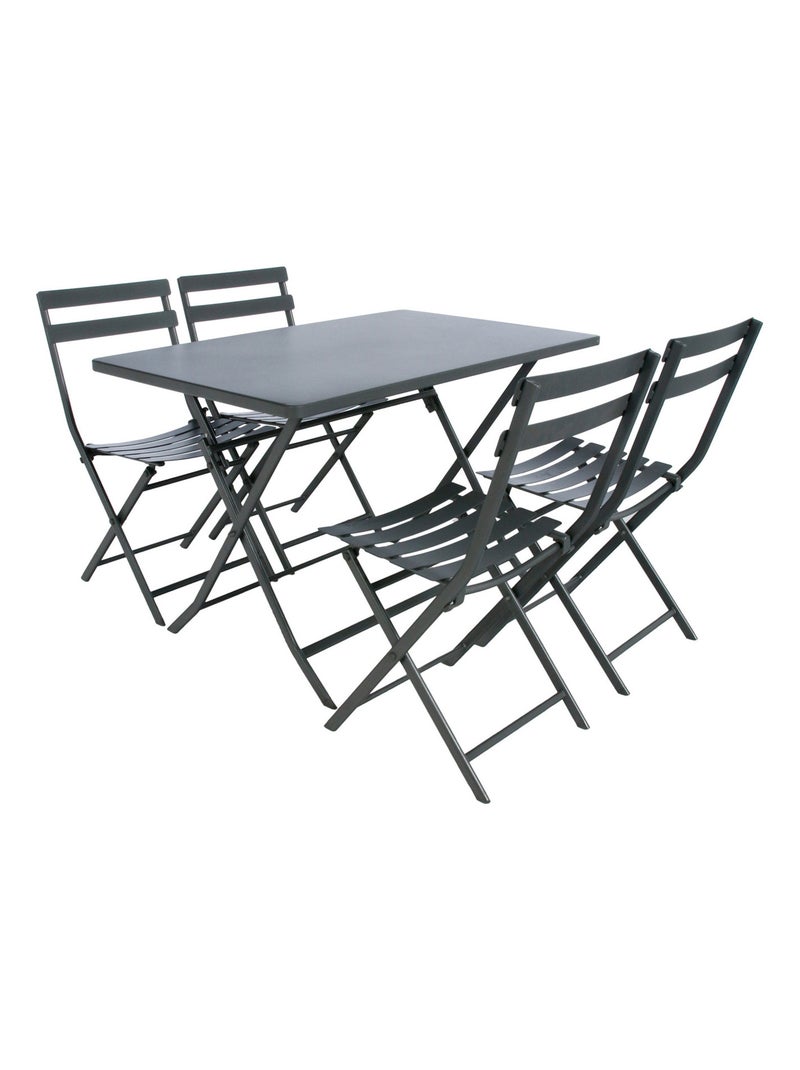 Table de jardin pliante rectangulaire 4 places GREENSBORO Gris foncé - Kiabi