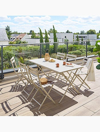 Table de jardin pliante rectangulaire 6 places en acier GREENSBORO