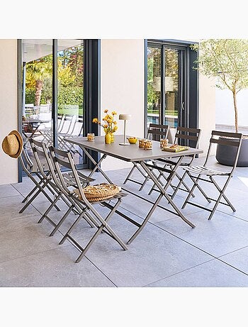 Table de jardin pliante rectangulaire 6 places en acier GREENSBORO