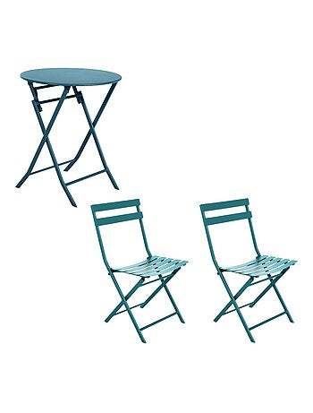Table de jardin pliante ronde 2 places avec chaises GREENSBORO