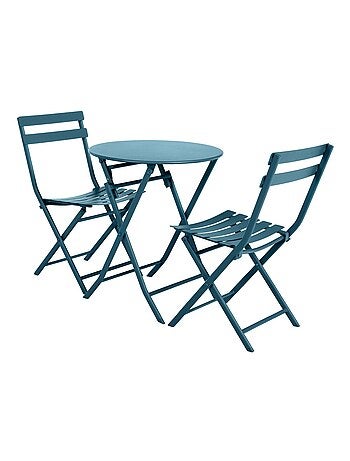 Table de jardin pliante ronde 2 places avec chaises GREENSBORO