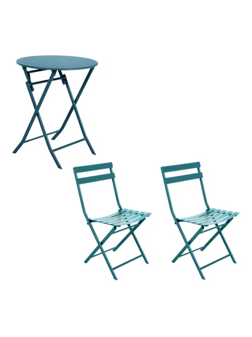 Table de jardin pliante ronde 2 places avec chaises GREENSBORO - Kiabi Table de jardin pliante ronde 2 places avec chaises GREENSBORO - Kiabi