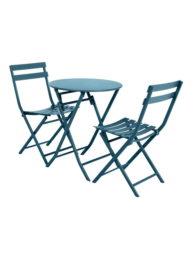 Table de jardin pliante ronde 2 places avec chaises GREENSBORO Bleu - Kiabi