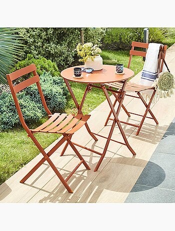 Table de jardin pliante ronde 2 places en acier GREENSBORO