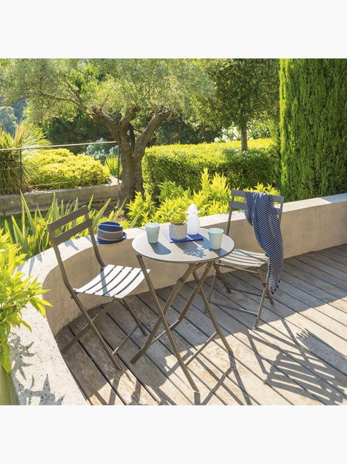 Table de jardin pliante ronde 2 places en acier GREENSBORO - Kiabi