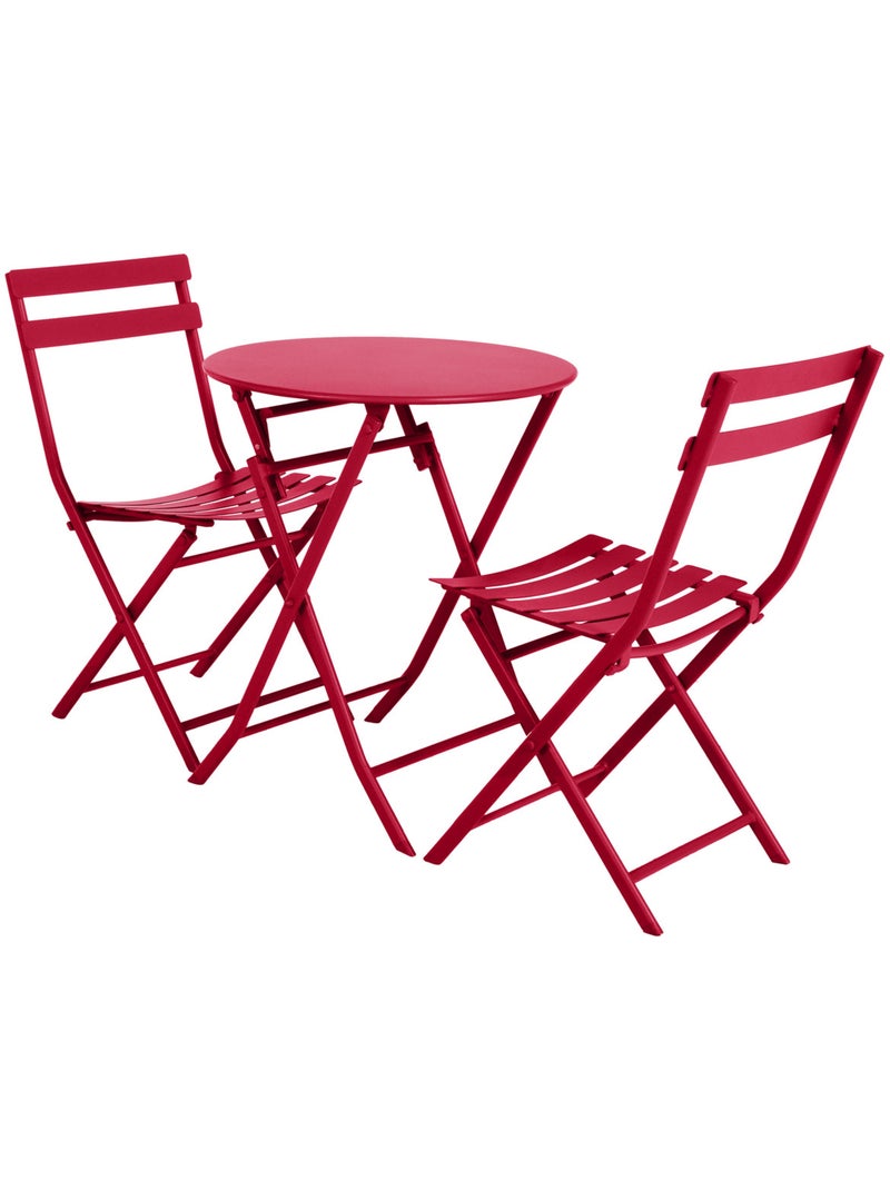 Table de jardin pliante ronde 2 places en acier GREENSBORO Rose - Kiabi