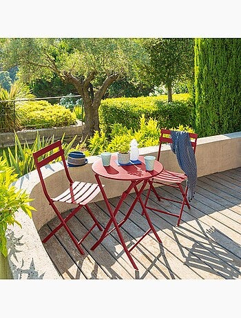 Table de jardin pliante ronde 2 places en acier GREENSBORO