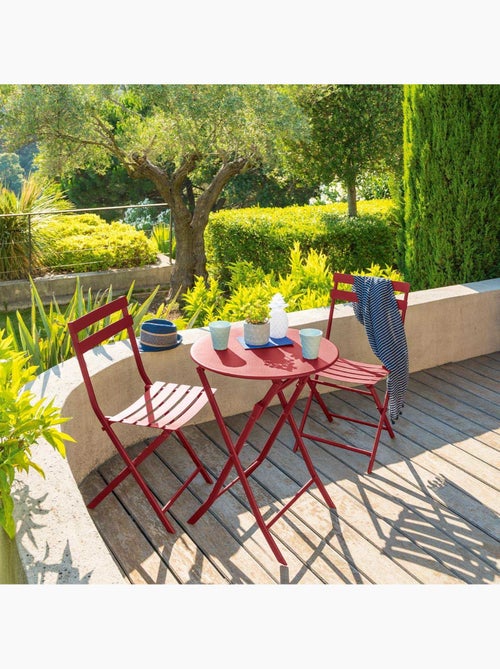 Table de jardin pliante ronde 2 places en acier GREENSBORO - Kiabi Table de jardin pliante ronde 2 places en acier GREENSBORO - Kiabi