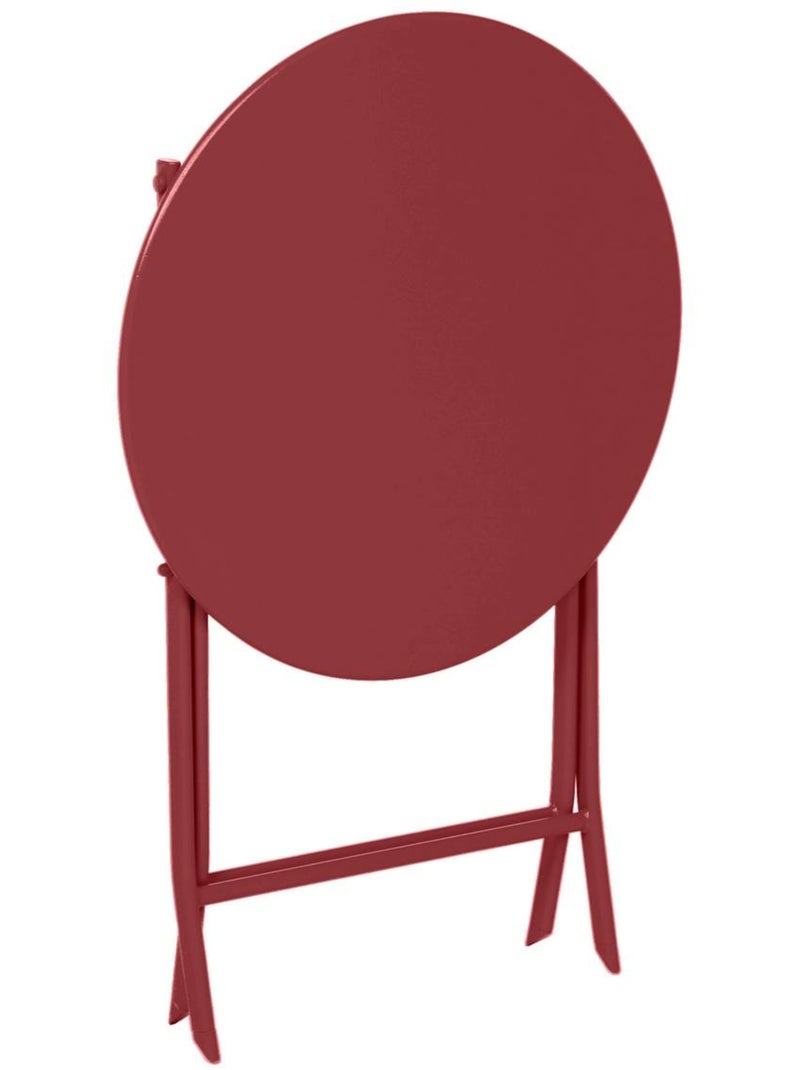 Table de jardin pliante ronde 2 places en acier GREENSBORO Rouge foncé - Kiabi