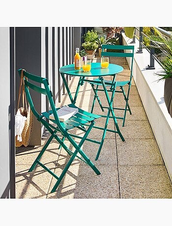 Table de jardin pliante ronde 2 places en acier GREENSBORO