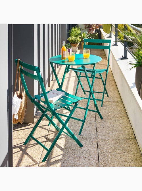 Table de jardin pliante ronde 2 places en acier GREENSBORO - Kiabi Table de jardin pliante ronde 2 places en acier GREENSBORO - Kiabi