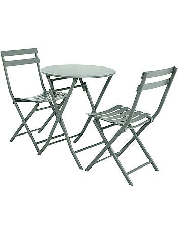 Table de jardin pliante ronde 2 places en acier GREENSBORO