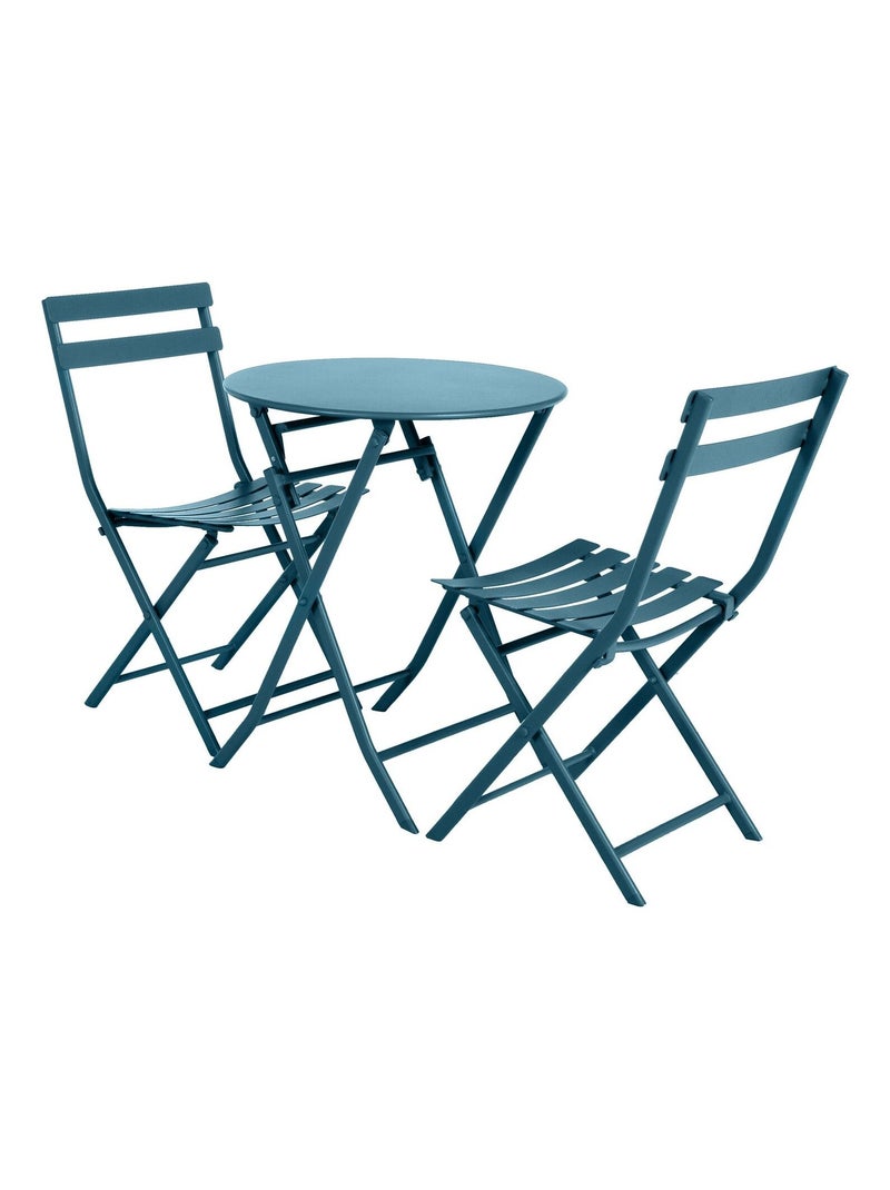 Table de jardin pliante ronde 2 places GREENSBORO Bleu foncé - Kiabi