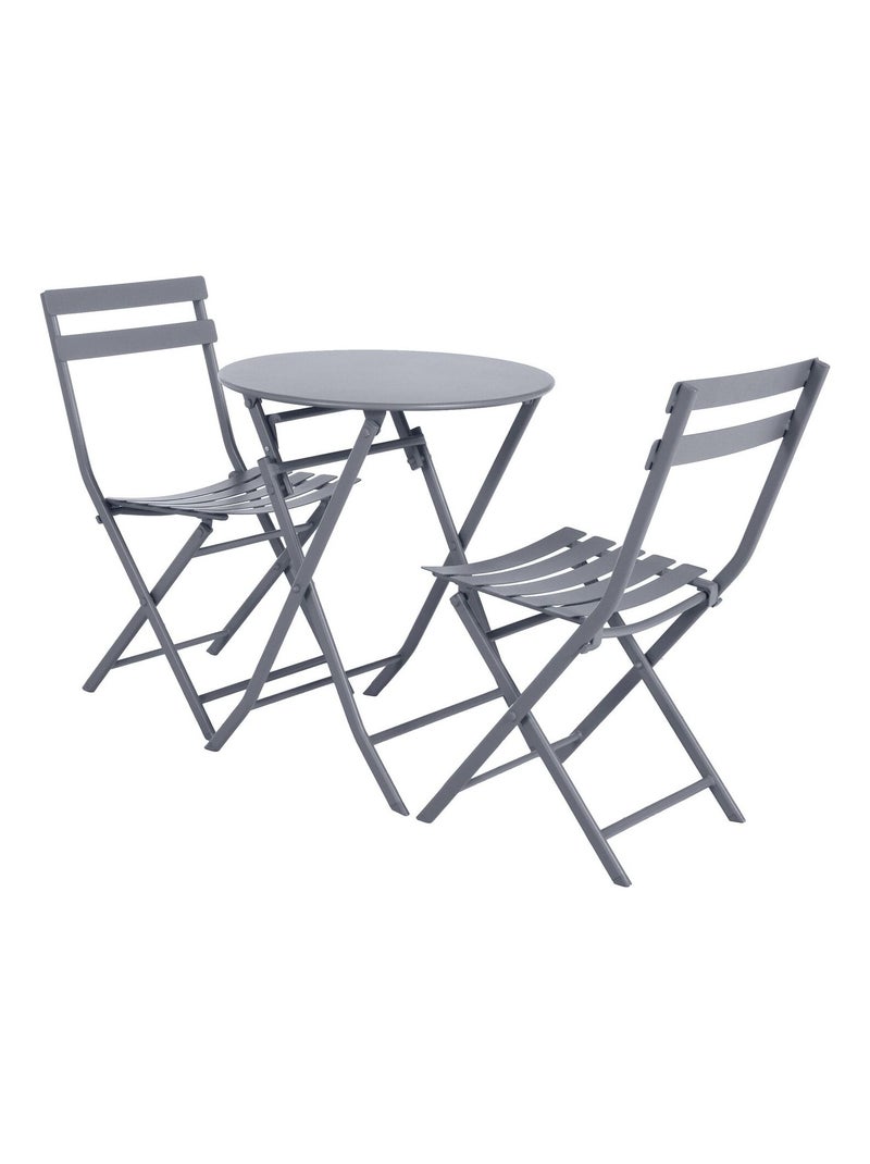 Table de jardin pliante ronde 2 places GREENSBORO Gris clair - Kiabi