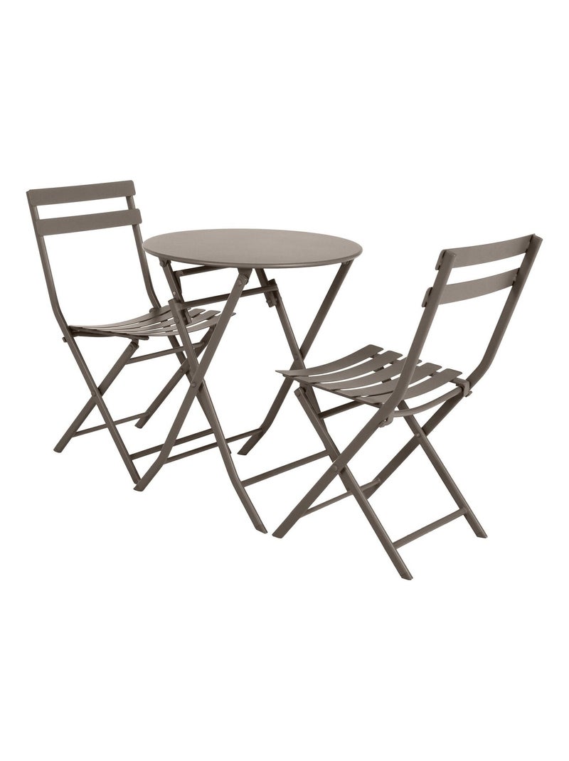 Table de jardin pliante ronde 2 places GREENSBORO Marron - Kiabi