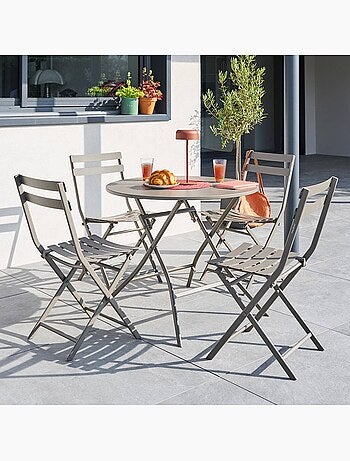 Table de jardin pliante ronde 4 places en aluminium GREENSBORO
