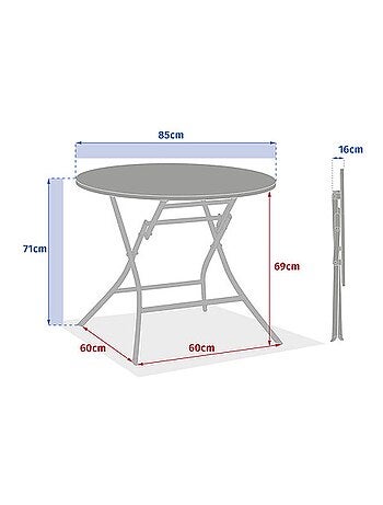 Table de jardin pliante ronde 4 places GREENSBORO