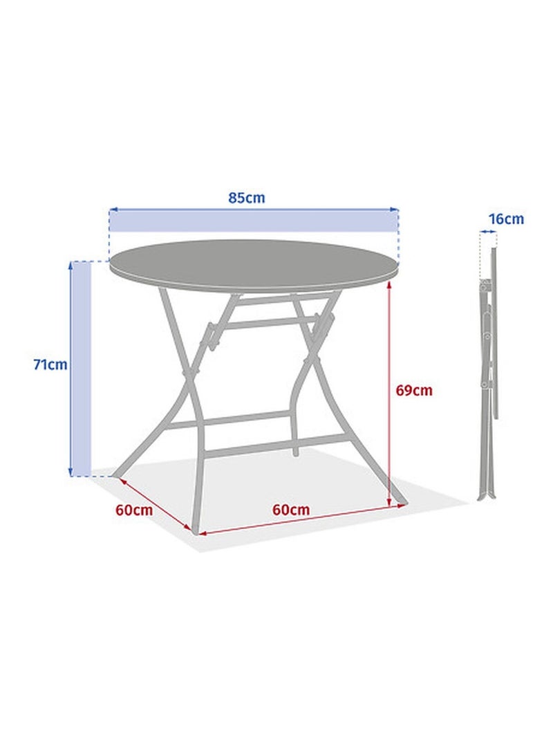 Table de jardin pliante ronde 4 places GREENSBORO Beige - Kiabi