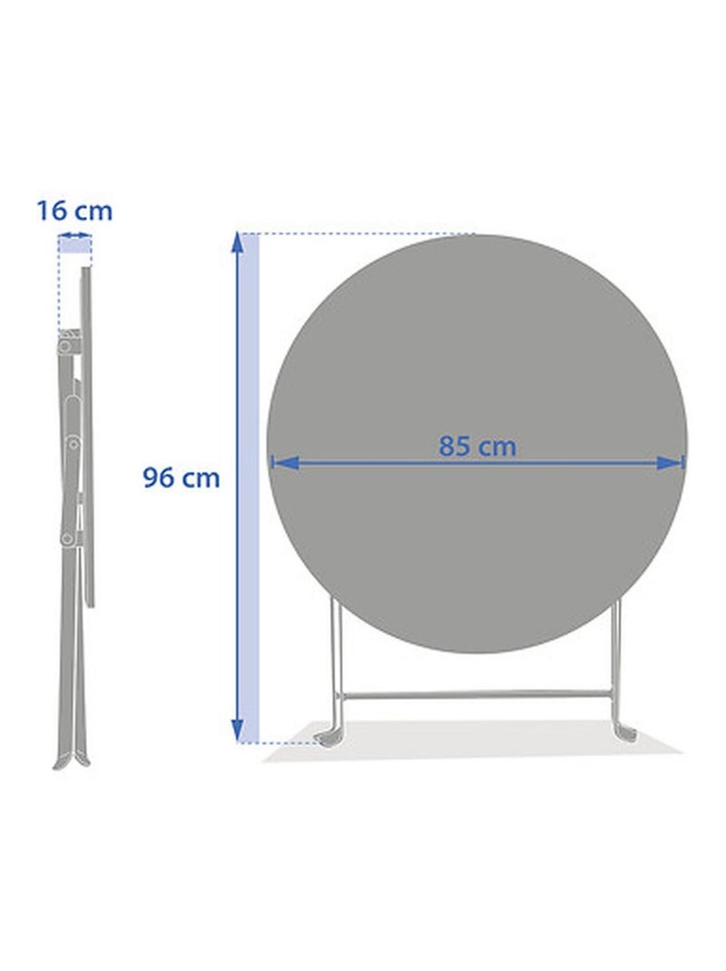 Table de jardin pliante ronde 4 places GREENSBORO Gris foncé - Kiabi