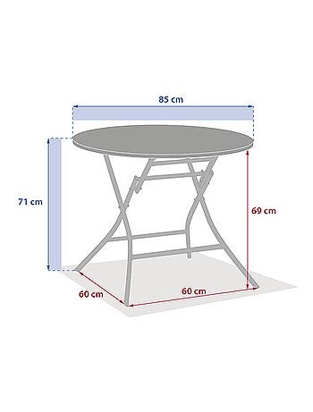 Table de jardin pliante ronde 4 places GREENSBORO