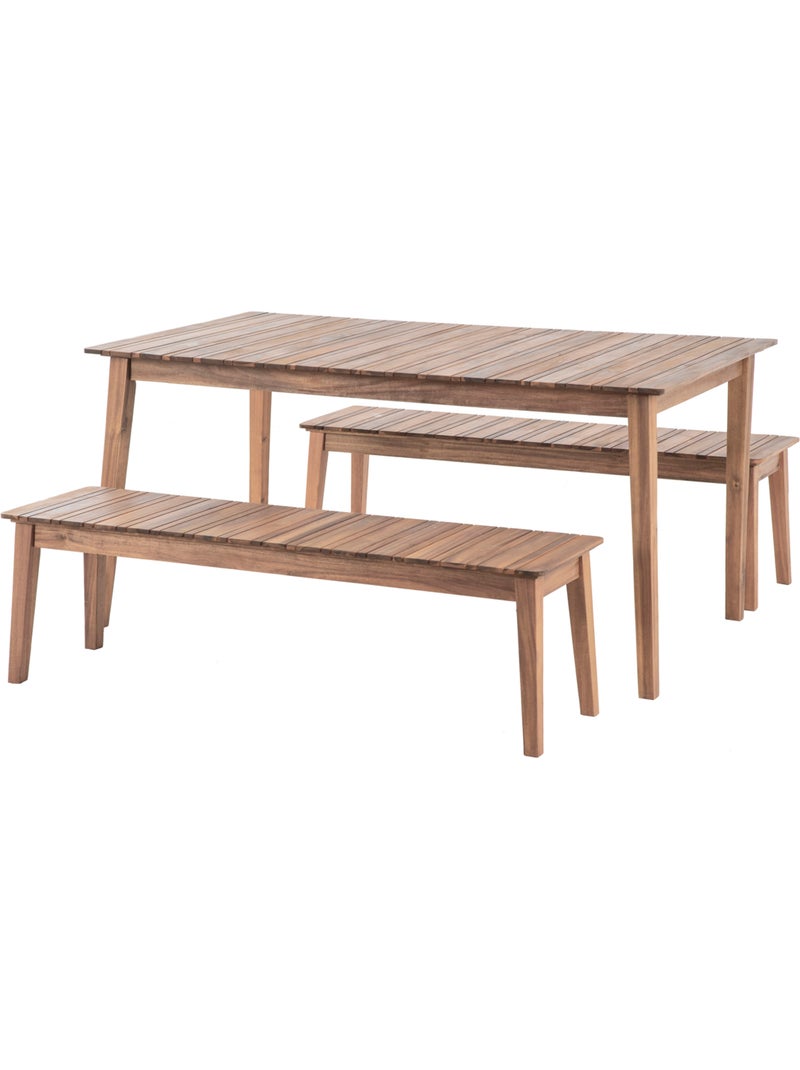 Table de jardin rectangulaire 8 places en acacia TIWI Beige - Kiabi