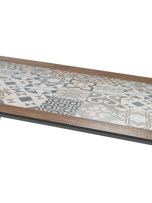 Table de jardin rectangulaire 8 places en grès motif carreaux lambada - Kiabi Table de jardin rectangulaire 8 places en grès motif carreaux lambada - Kiabi