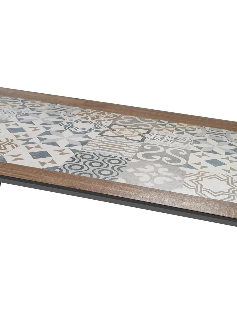 Table de jardin rectangulaire 8 places en grès motif carreaux lambada Gris - Kiabi