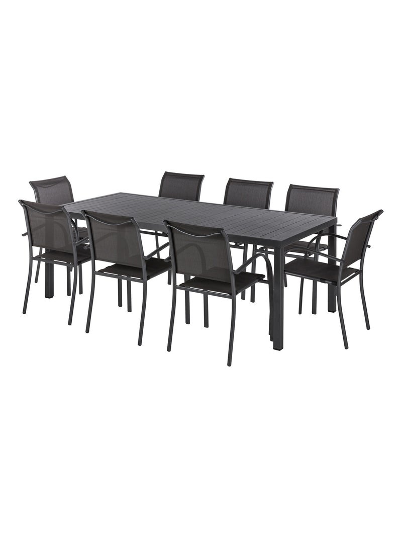 Table de jardin rectangulaire en aluminium 8 places PIAZZA Gris foncé - Kiabi
