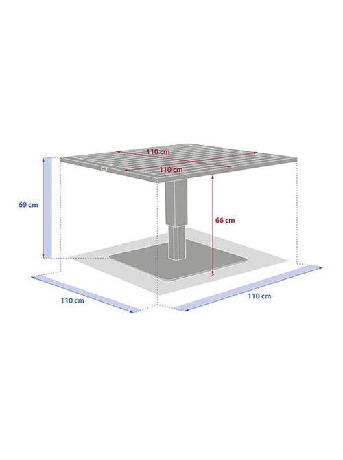 Table de jardin relevable carrée en aluminium SALIMIA - Kiabi