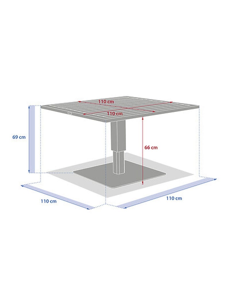 Table de jardin relevable carrée en aluminium SALIMIA Beige - Kiabi