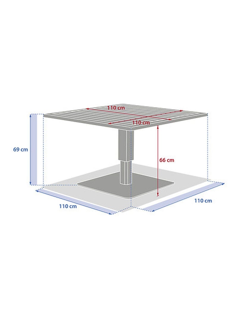 Table de jardin relevable carrée en aluminium SALIMIA Gris - Kiabi