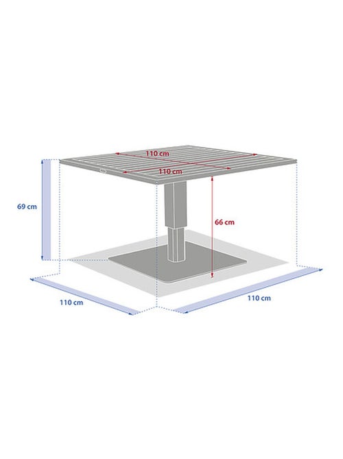 Table de jardin relevable carrée en aluminium SALIMIA - Kiabi