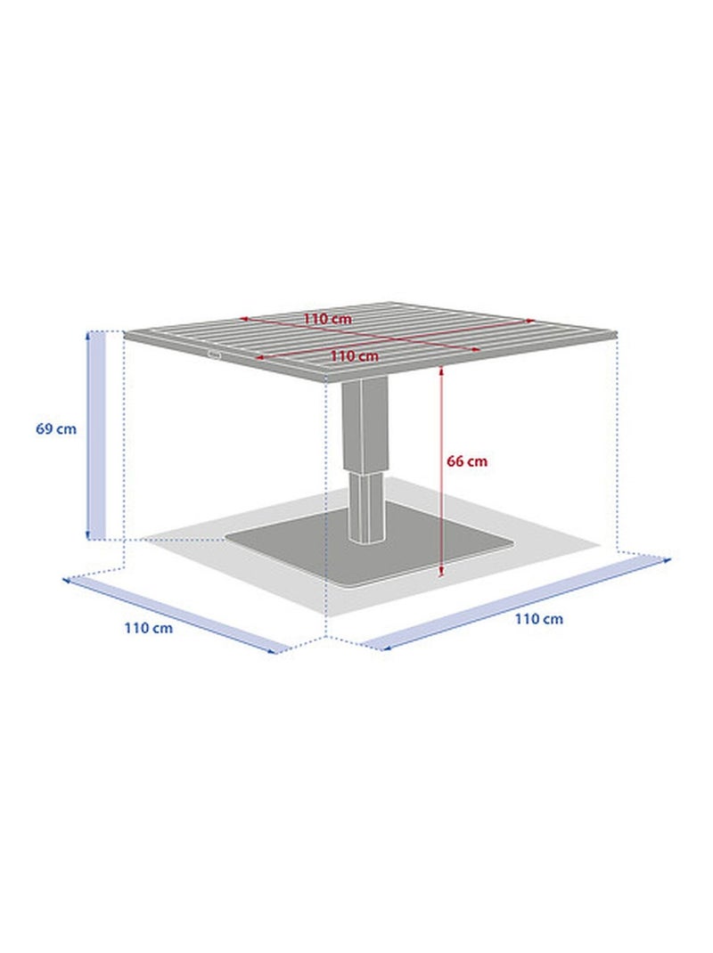 Table de jardin relevable carrée en aluminium SALIMIA Gris foncé - Kiabi