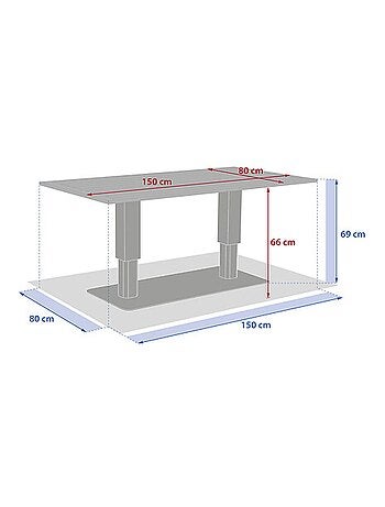 Table de jardin relevable rectangulaire en aluminium SALIMIA