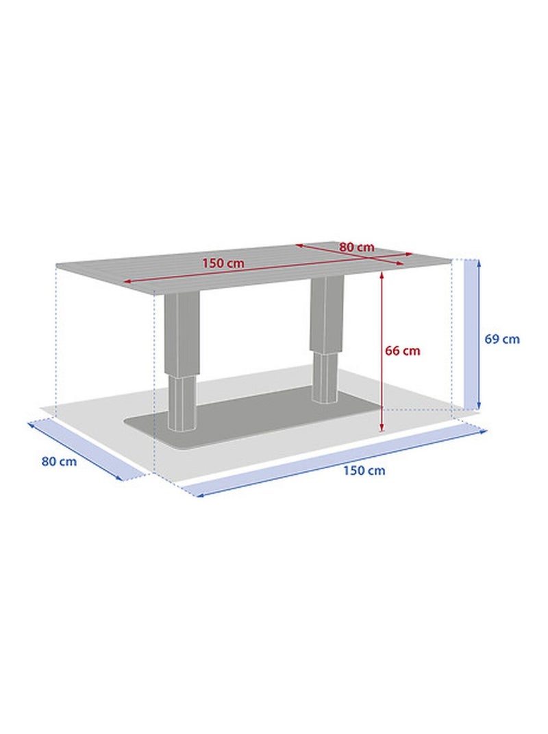 Table de jardin relevable rectangulaire en aluminium SALIMIA Beige - Kiabi