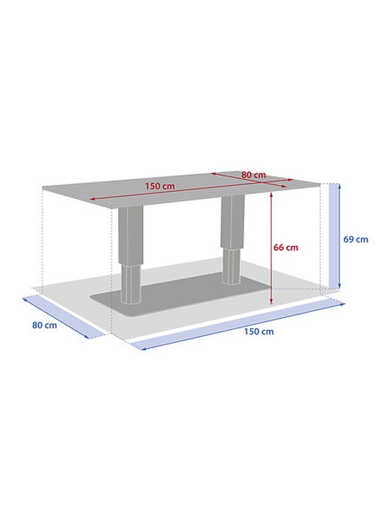 Table de jardin relevable rectangulaire en aluminium SALIMIA Gris - Kiabi