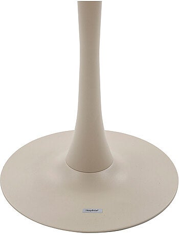 Table de jardin ronde 2 places en acier effet bois ovialon
