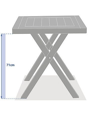 Table de jardin ronde 2 places en acier effet bois ovialon