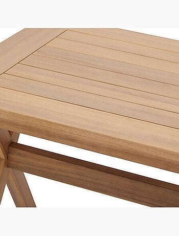 Table de jardin ronde 2 places en acier effet bois ovialon