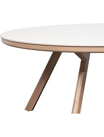 Table de jardin ronde 8 places en pierre sintérisée NELORA