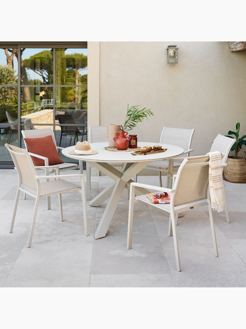 Table de jardin ronde en aluminium 6 places ORYON Beige - Kiabi
