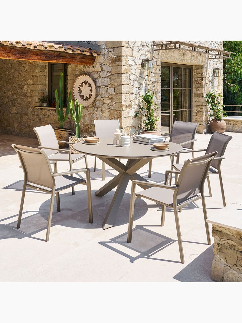 Table de jardin ronde en aluminium 6 places ORYON Marron - Kiabi