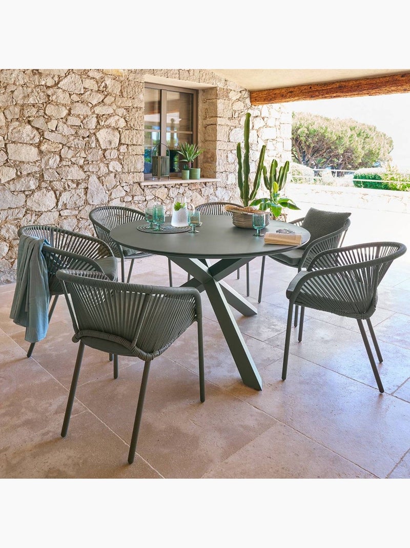 Table de jardin ronde en aluminium 6 places ORYON Vert - Kiabi
