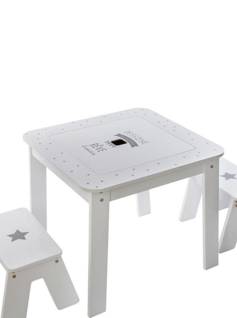 Table de jeux avec 2 tabourets pour enfant Blanc - Kiabi