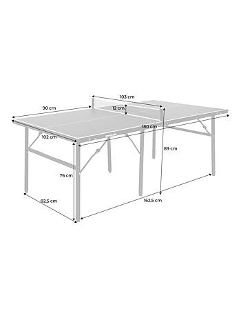 Table de ping pong d'intérieur médium avec 2 raquettes et 3 balles