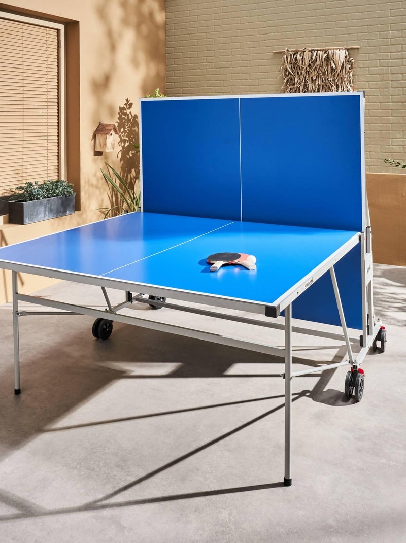 Table de ping pong extérieure pliante avec 4 raquettes et 6 balles Bleu - Kiabi