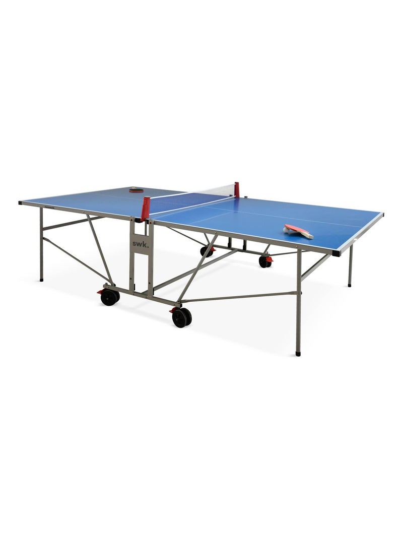 Table de ping pong extérieure pliante avec 4 raquettes et 6 balles Bleu - Kiabi