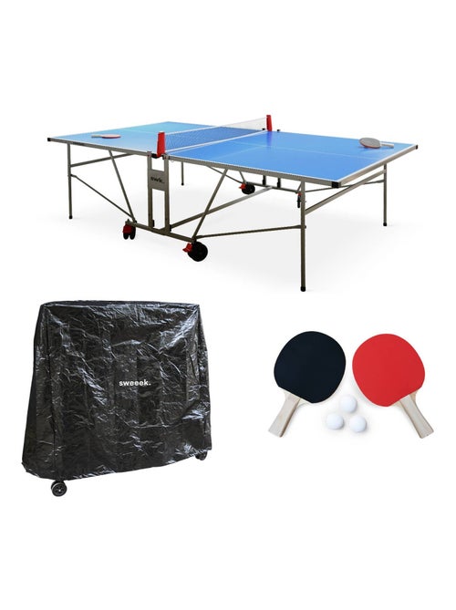 Table de ping pong extérieure premium 2 raquettes 3 balles housse de protection - Kiabi