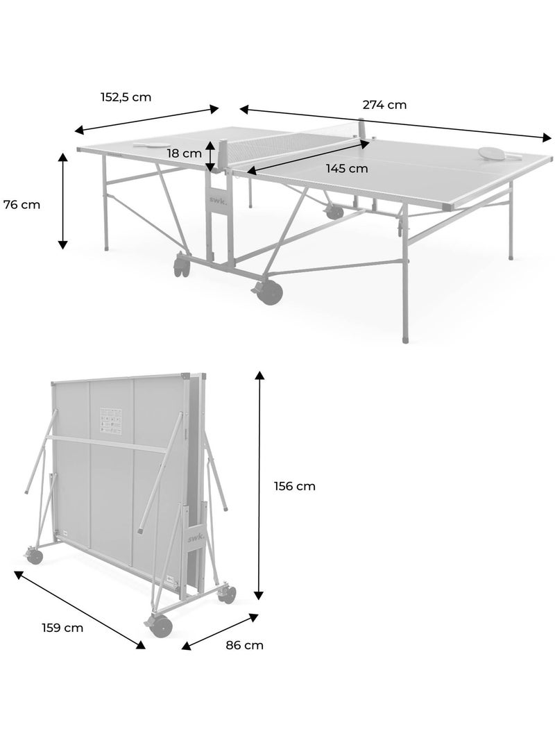 Table de ping pong extérieure premium 2 raquettes 3 balles housse de protection Bleu - Kiabi