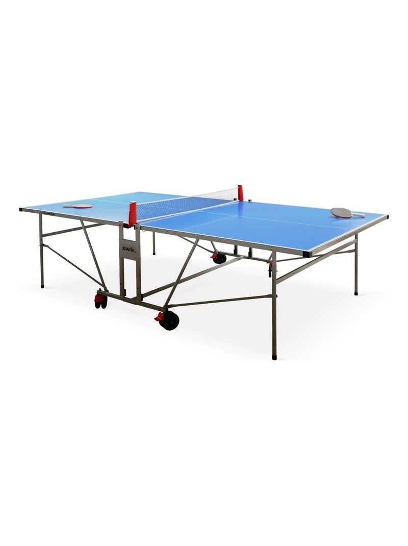 Table de ping pong extérieure premium 2 raquettes 3 balles housse de protection Bleu - Kiabi